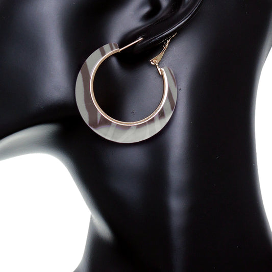 Brown Zebra Print Mini Hoop Earrings