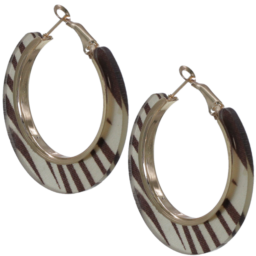 Brown Zebra Print Mini Hoop Earrings