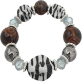 Brown Zebra Striped Beaded Stretch Bracelet