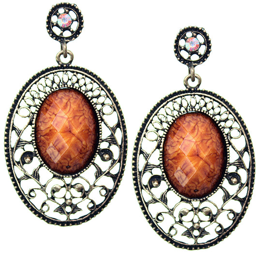 Brown Beaded Cutout Post earrings