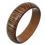 Brown Wooden Zebra Print Bangle Bracelet