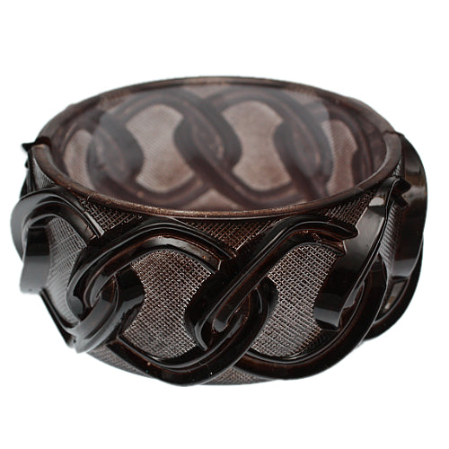 Brown Chain Link Texture Hinged Bracelet