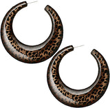 Brown Glossy Flat Spot Hoop Earrings