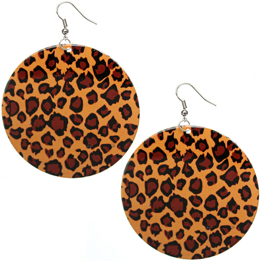 Brown Round Thin Spotted Earrings