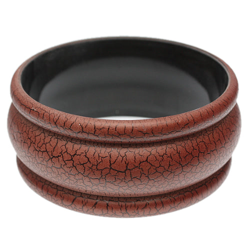 Brown Matte Crackle Bangle Bracelet