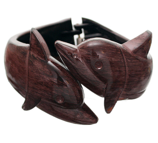 Dark Brown Dolphin Textured Hinged Bracelet