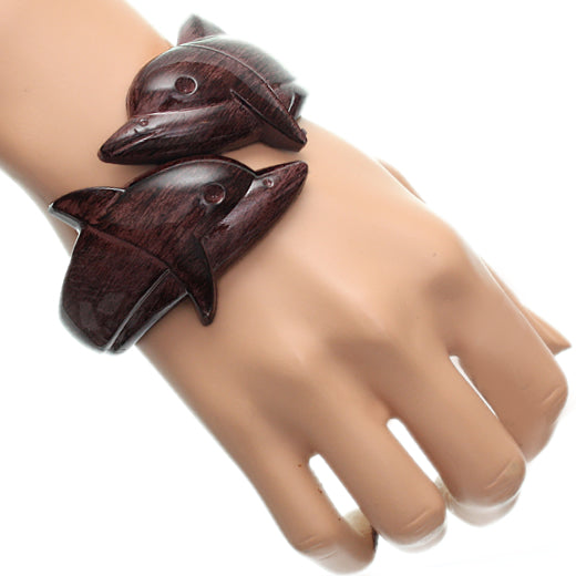 Dark Brown Dolphin Textured Hinged Bracelet