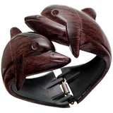 Dark Brown Dolphin Textured Hinged Bracelet