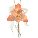 Orange Flower Fabric Chain Necklace Set
