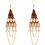 Brown Faceted Drop Chain Chandelier Earrings