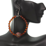 Brown Disco Ball Bead Hoop Earrings