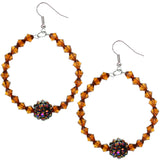 Brown Disco Ball Bead Hoop Earrings