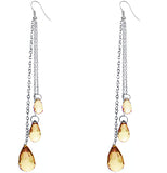 Brown Faceted Long Drop Chain Earrings