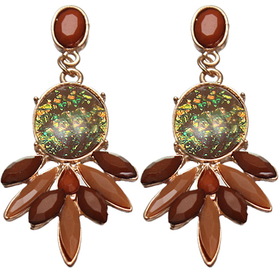 Brown Faceted Faux Gemstone Post Earrings