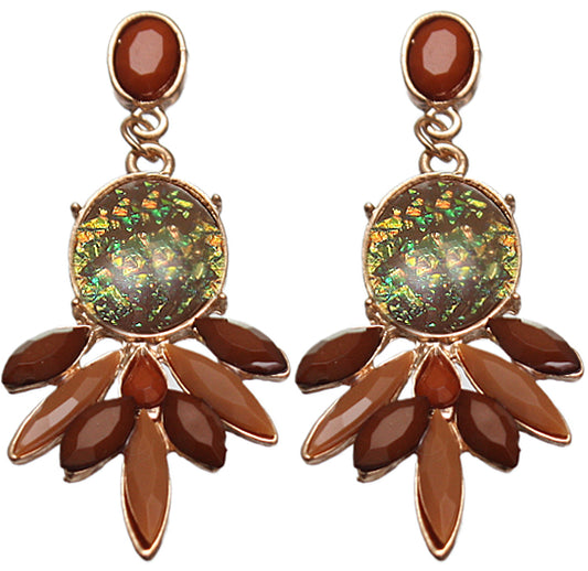 Brown Faceted Faux Gemstone Post Earrings
