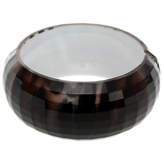 Brown Glossy Zebra Stripe Hinge Bangle Bracelet