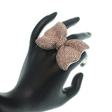 Brown Large Sparkle Bow Stretch Ring