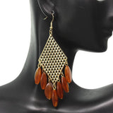 Brown Drop Beaded Earrings