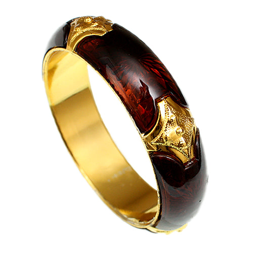 Brown Glossy Sunburst Bangle Bracelet