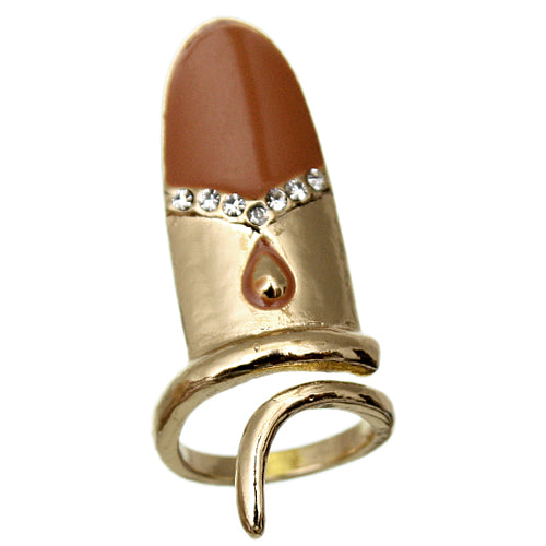 Brown Rhinestone Retro Mini Nail Tip Ring