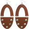 Brown Wooden Oval Studded Earrings