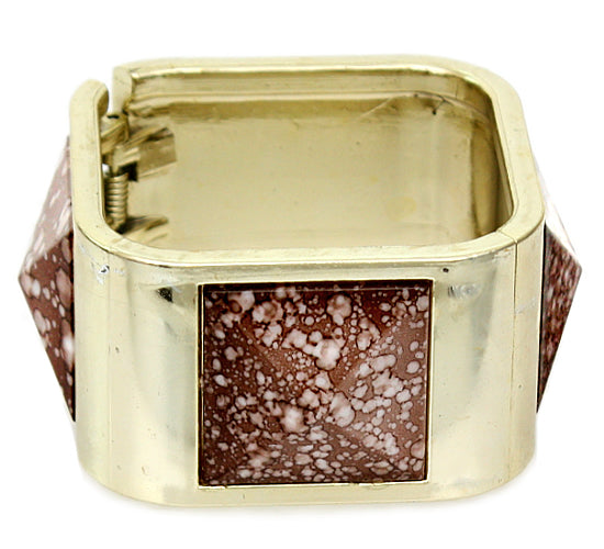 Brown Spotted Pyramid Hinged Bracelet