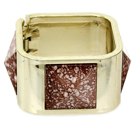 Brown Spotted Pyramid Hinged Bracelet
