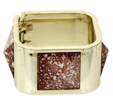 Brown Spotted Pyramid Hinged Bracelet