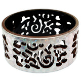 Brown Silver Cutout Chinese Textured Bangle Bracelet