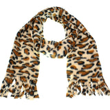 Brown Polyester Cheetah Print Fringe Scarf