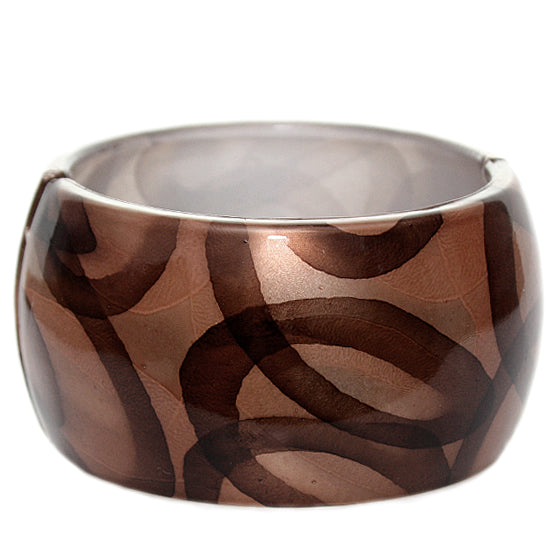 Brown Glossy Art Deco Hinged Bracelet