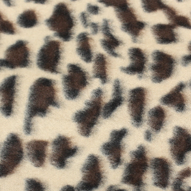 Black Polyester Cheetah Print Fringe Scarf