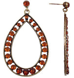Brown Beaded Rhinestone Teardrop Earrings