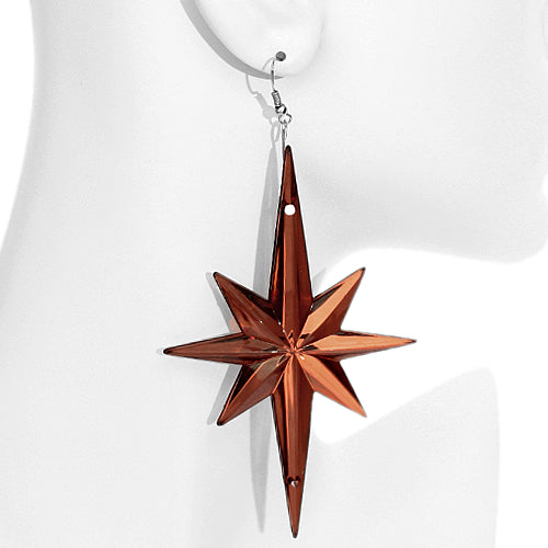 Brown Large Translucent Shooting Star Earrings