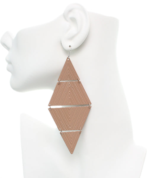 Brown Inverted Triangle Link Earrings