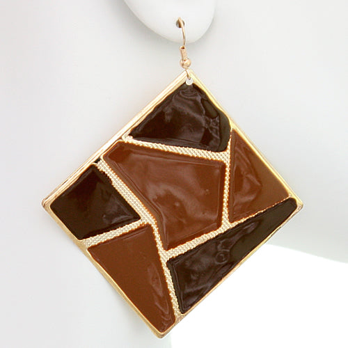 Brown Triangular Multi-Shaped Dangle Earrings
