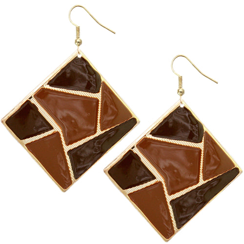 Brown Triangular Multi-Shaped Dangle Earrings