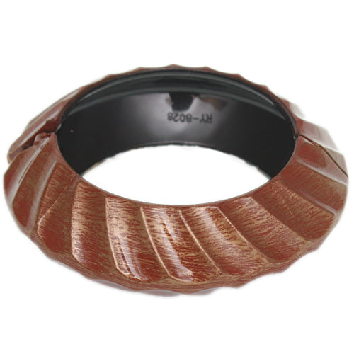 Brown Wavy Saucer Hinged Bracelet