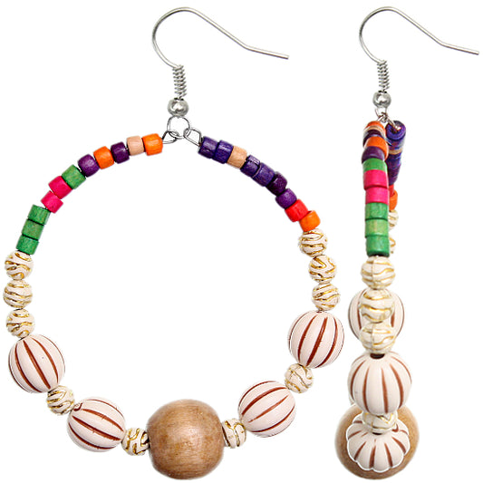 Brown Wooden Coil Earrings