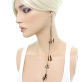 Brown Zebra Print Drop Chain Earrings