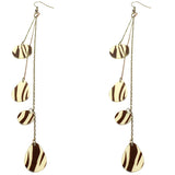 Brown Zebra Print Drop Chain Earrings