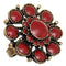 Red Antique Circular Floral Topper Adjustable Ring
