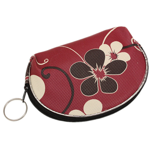 Red Floral Key Chain Mini Purse