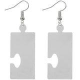 Green Camo Puzzle Piece Rectangular Earrings