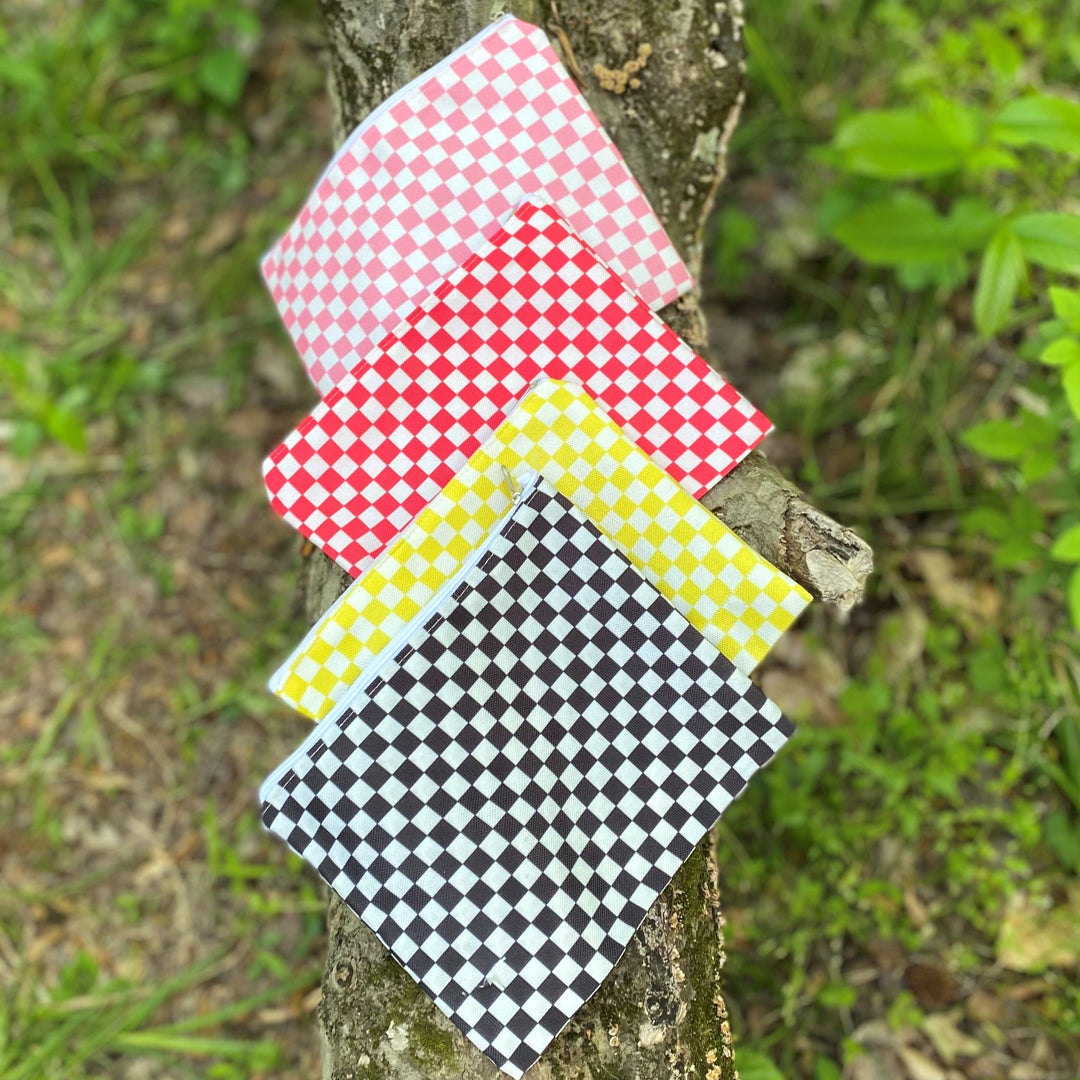 Red White Checkered Zipper Pouch Bag