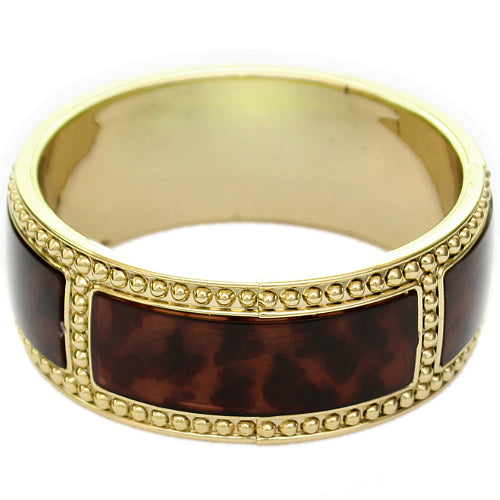 Dark Brown Beaded Outline Bangle Bracelet