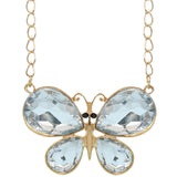 Clear Butterfly Gemstone Charm Chain Necklace