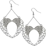 Clear Gemstone Double Wing Heart Earrings