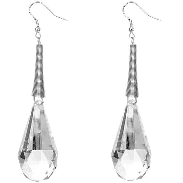 Clear Faceted Faux Crystal Drop Earrings