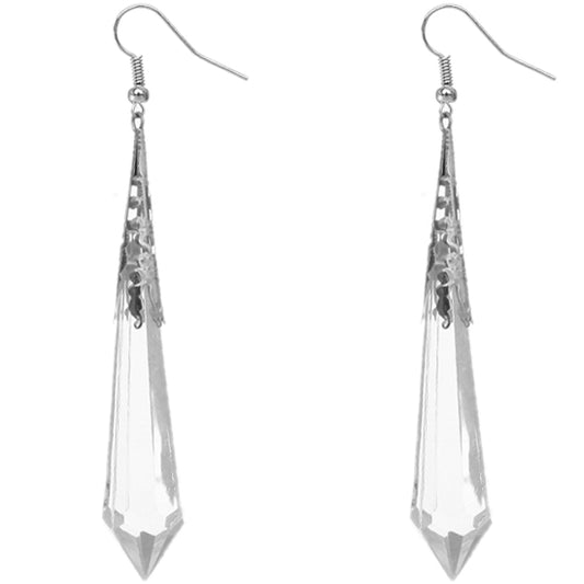 Clear Faux Crystal Pointy Earrings